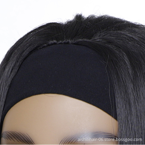 Wholesale headband wigs  heat resistant black long straight wig 22inch headband wigs synthetic hair for women